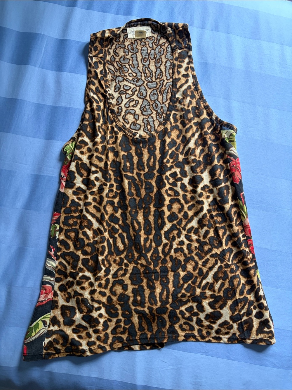 Ralph Lauren Leopard Print Tank Top with Floral Side Panels Women’s Large